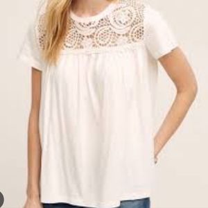 Anthropologie Eri + Ali White Lace Tee